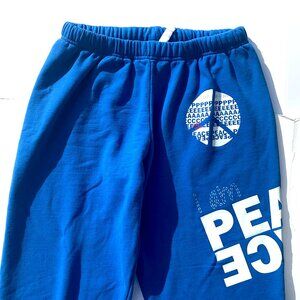 Women’s Peace Love World Cotton Blend I AM PEACE Joggers Sweatpants Blue Large